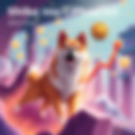 Illustration showing Shiba Inu coin with an upward trend graph and excited investors