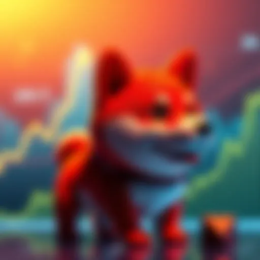 Graph showing upward trend of Shiba Inu price with a Shiba Inu dog figure in the foreground