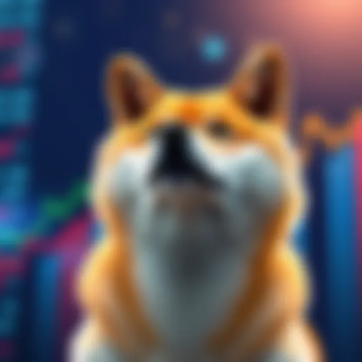 A Shiba Inu dog looking optimistic with rising altcoin graphics in the background, symbolizing potential market recovery.