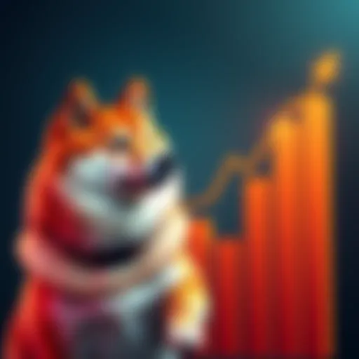 A Shiba Inu dog next to a rising stock graph representing potential price increase in 2025