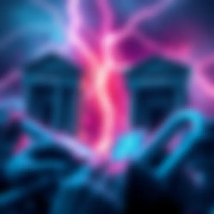 A visual representation of cryptocurrency transactions shifting from non-custodial to custodial solutions, indicating traditional banking control, with symbols of banks and digital currency.