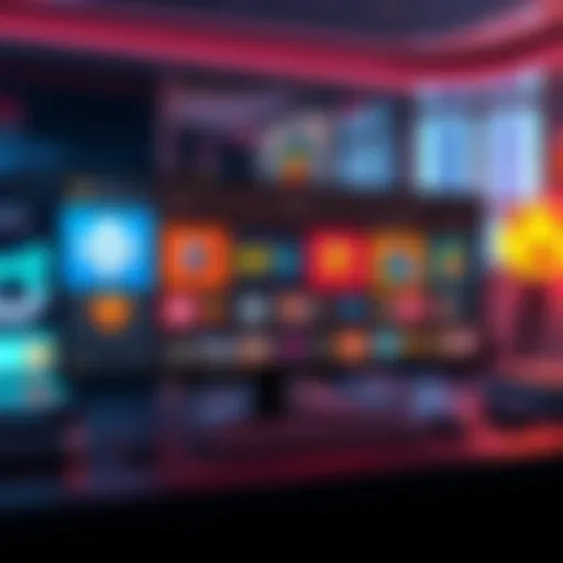 A screen displaying various NFTs in vibrant colors and designs, with customizable backgrounds and user-friendly layout.