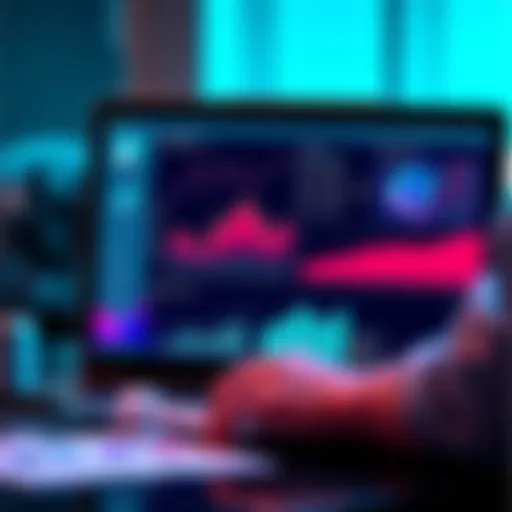 A person analyzing charts and graphs related to skin renting earnings on a laptop