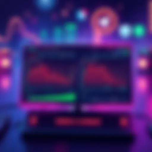 Illustration of a snipe and trade bot interface showing alerts for market cap and token prices, with Telegram and web application icons in the background.