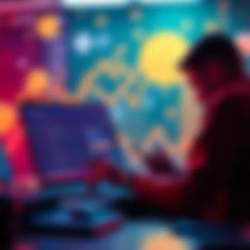 A person setting up a SOL Seeker wallet on a laptop with crypto-related graphics in the background.