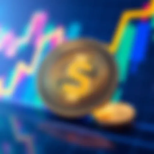 A visual representation of Solana cryptocurrency with a dollar sign, symbolizing investment potential, set against a colorful market trend graph.