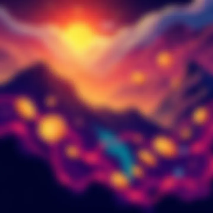 Illustration of the Solana ecosystem with its coins and connections to the crypto market