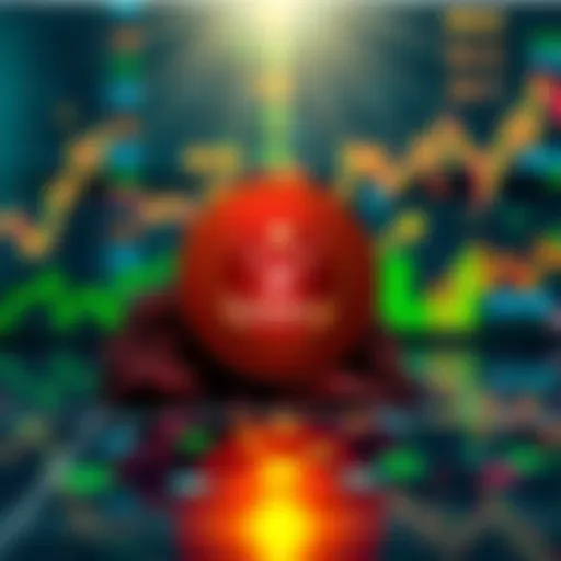 A graphical representation of Solana's SOL token value increasing with a backdrop of the cryptocurrency market.