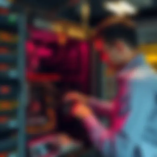 A person assembling a computer server with multiple components, focusing on hardware for solo validation