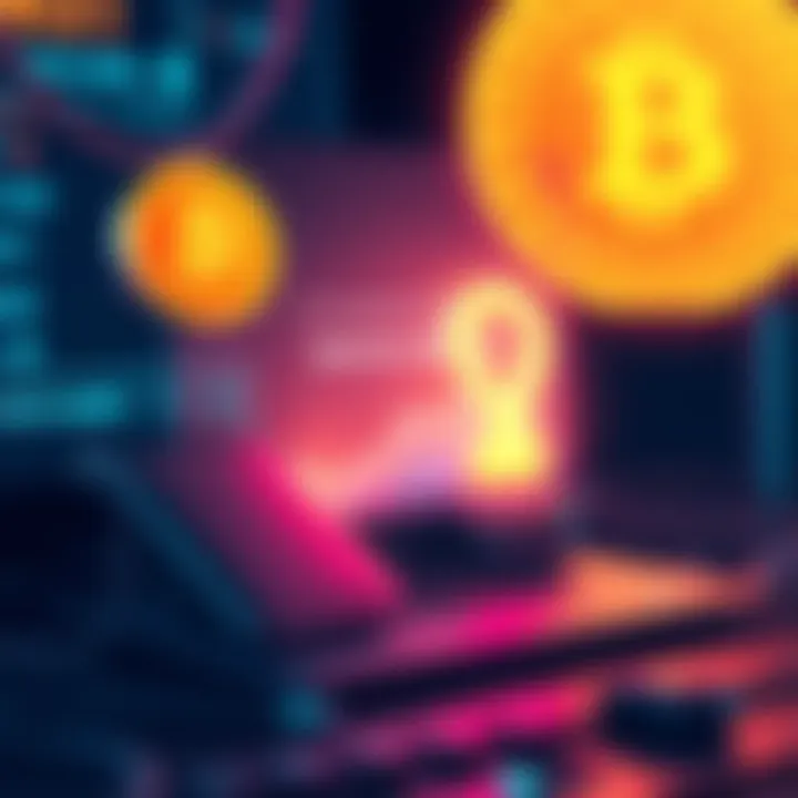 Illustration showing a Sparrow wallet with digital currency symbols and a computer screen displaying an IP address warning