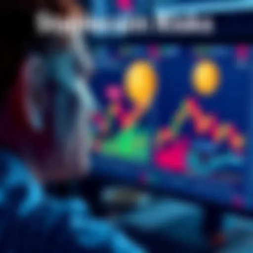 A person looking at a computer screen displaying financial graphs and stablecoins, with a worried expression, symbolizing potential financial crisis.