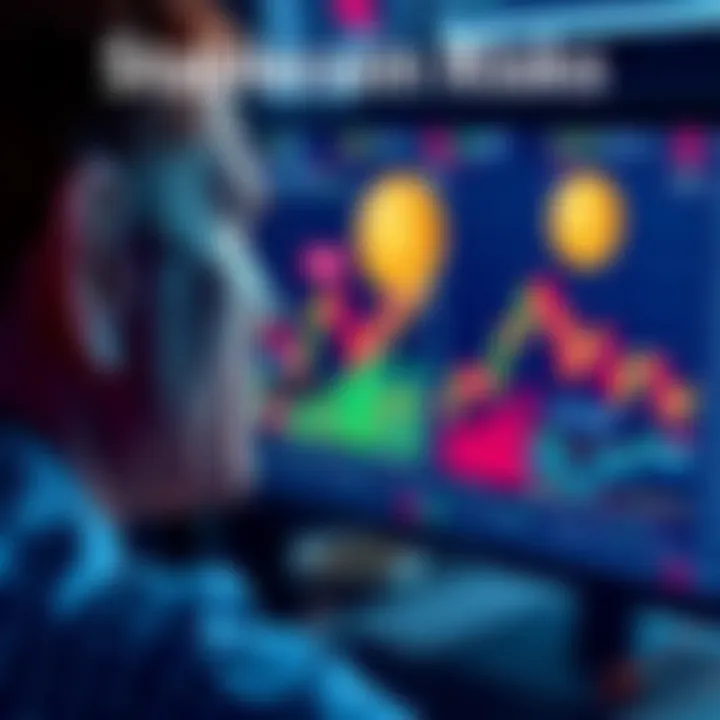 A person looking at a computer screen displaying financial graphs and stablecoins, with a worried expression, symbolizing potential financial crisis.