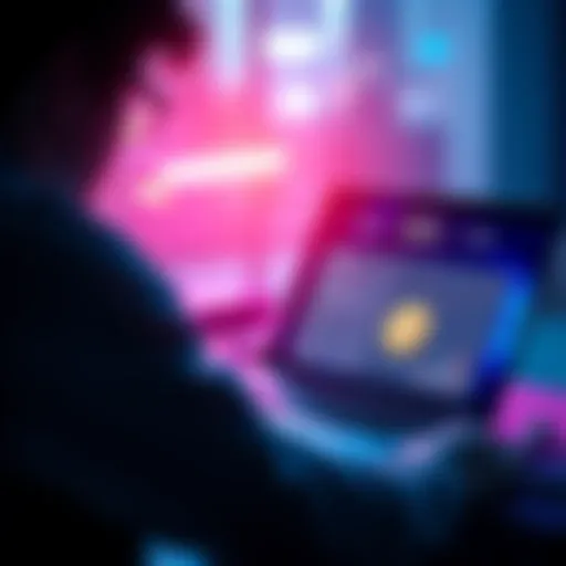 A person using a laptop while examining Yoroi app and Ledger wallet for staking ADA safely