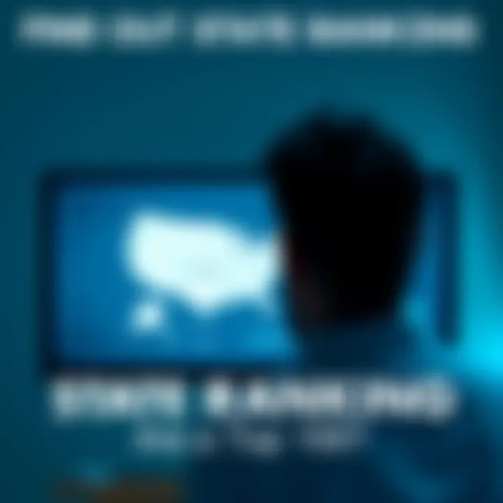 A person surprised to see their ranking on a screen with a state map and a highlighted position, indicating a top 100 rank.