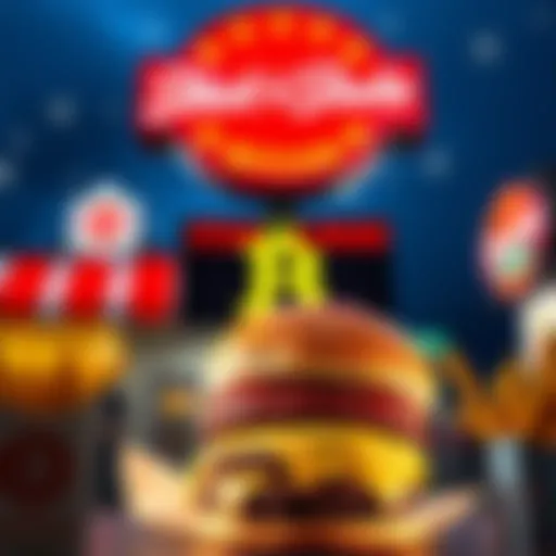 A Steak 'n Shake sign showing Bitcoin accepted payments with a burger and fries in the background