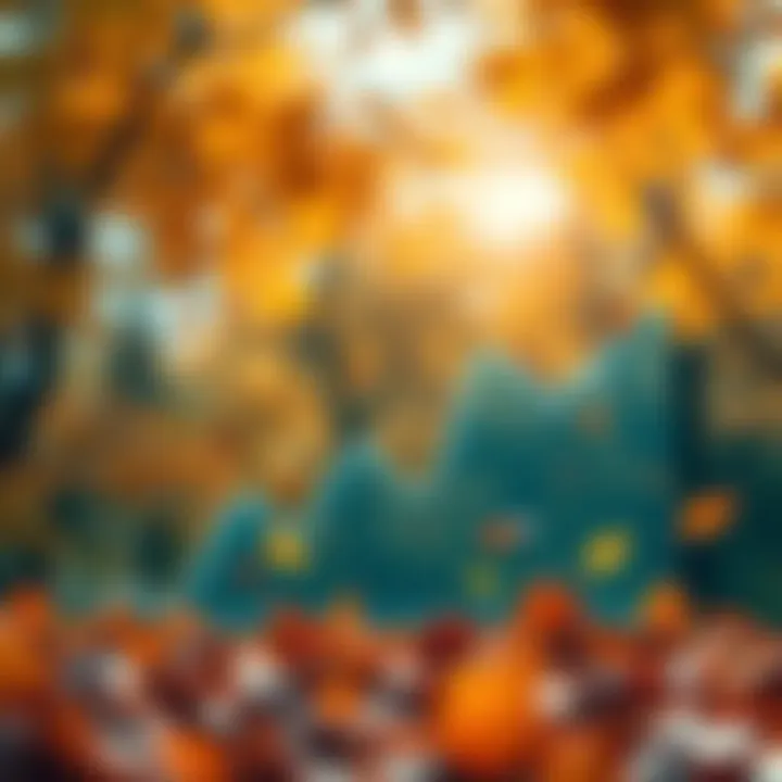 A rising graph showing an increase in stock market activity with autumn leaves in the background, representing October's potential for financial growth.