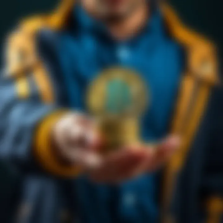 A person holding a large stack of coins representing PI investment
