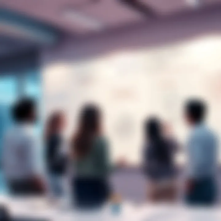A group of people brainstorming strategies on a whiteboard for future societal changes in 2025.