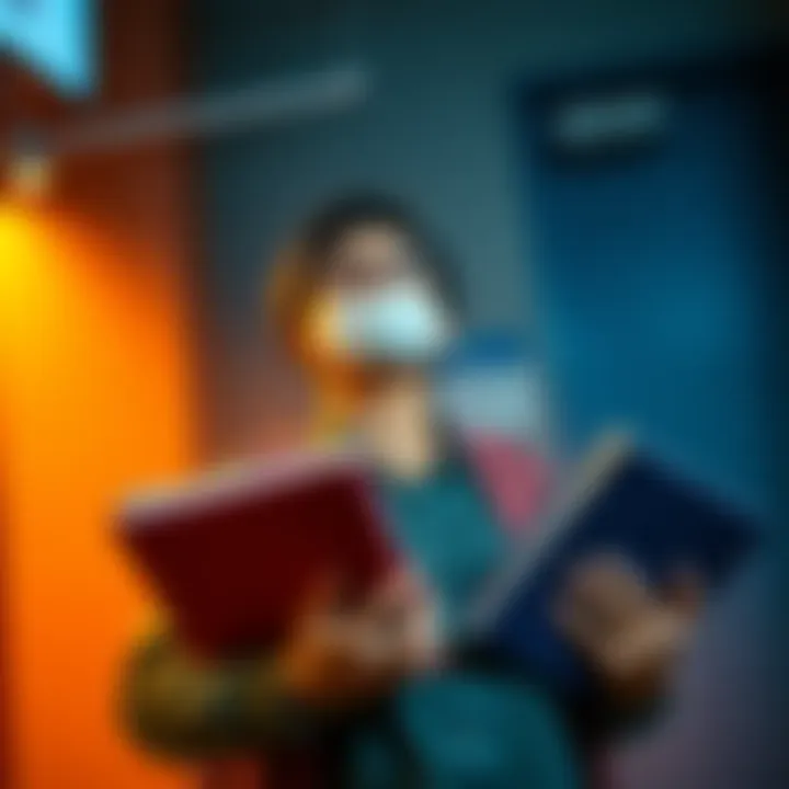 A determined student holding books, looking hopeful while reaching out for financial assistance