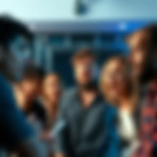 A group of people with shocked expressions discussing surprising news in a casual setting