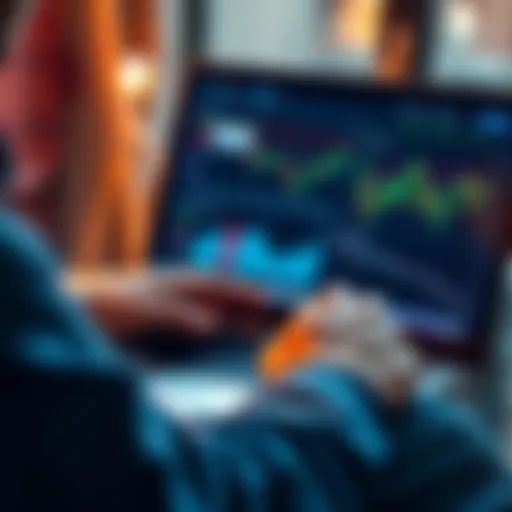 A person analyzing investment options on a laptop, with charts and graphs visible on the screen, representing a financial transition from one managed fund to another.
