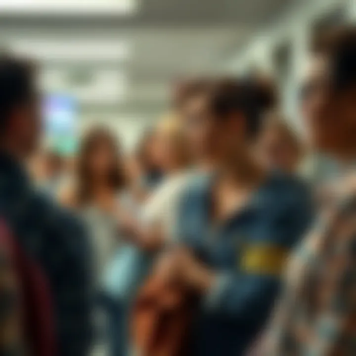 Frustrated teachers waiting in line at the DMV for car plates