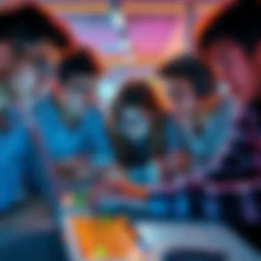 A group of teenagers using laptops and smartphones to trade Solana and memecoins safely without KYC