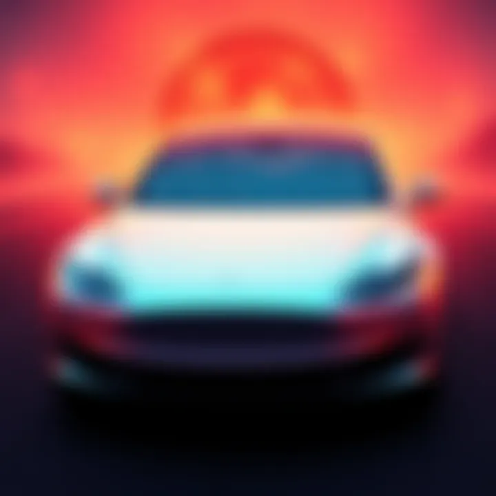 Tesla car with Bitcoin symbol, representing financial loss and missed investment opportunity