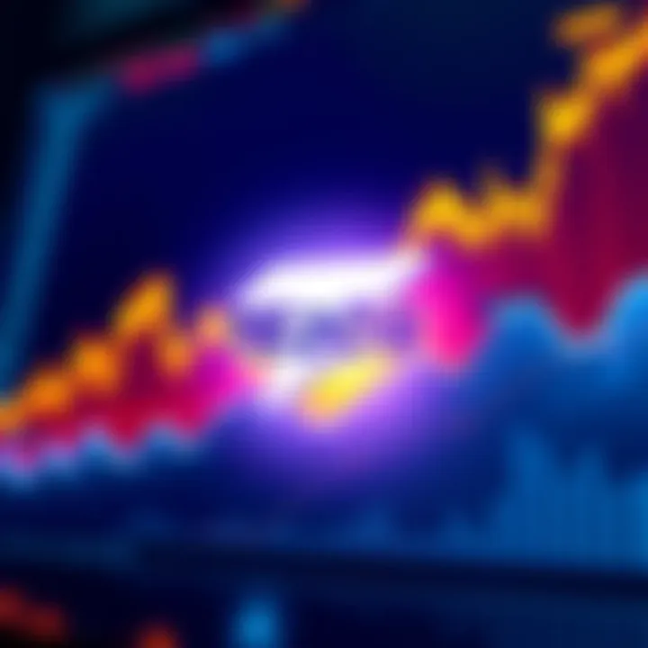 Tezos logo in front of rising market charts symbolizing growth and future potential
