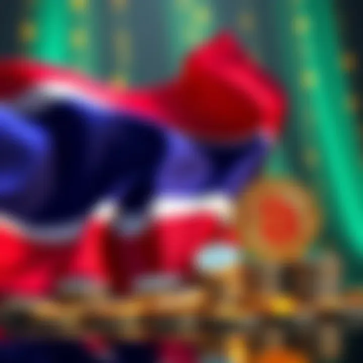 Thai flag with cryptocurrency symbols and a tax break announcement