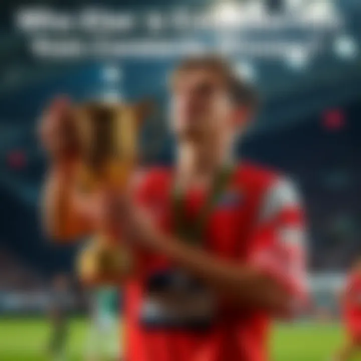 A weary athlete holding a trophy, looking exhausted after a winning match.