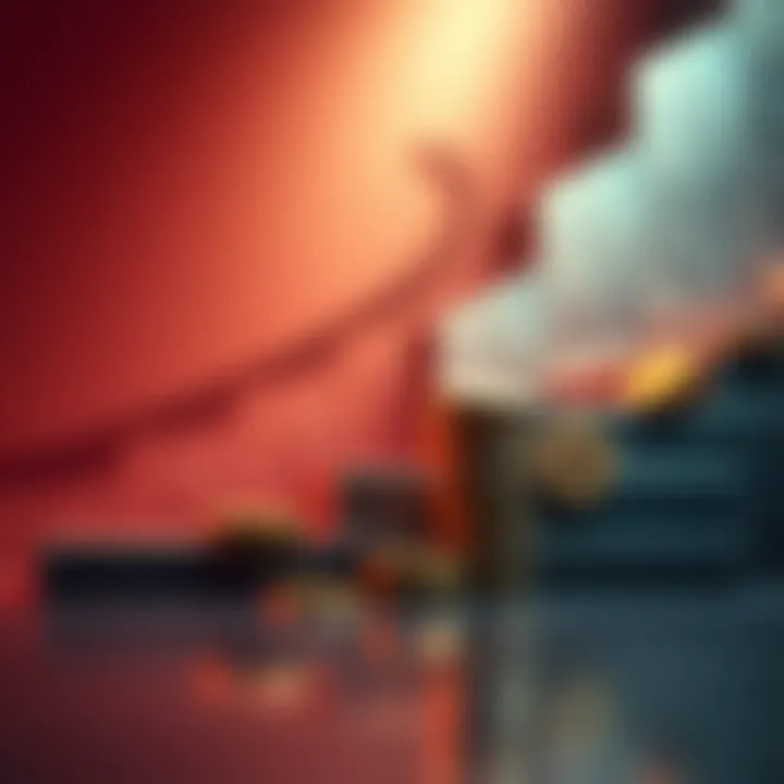A visual representation of falling token value with coins decreasing in size, while steps increase in the background, symbolizing higher requirements for rewards.
