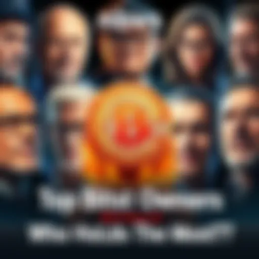 Portraits and logos of major Bitcoin holders and their influence on the market