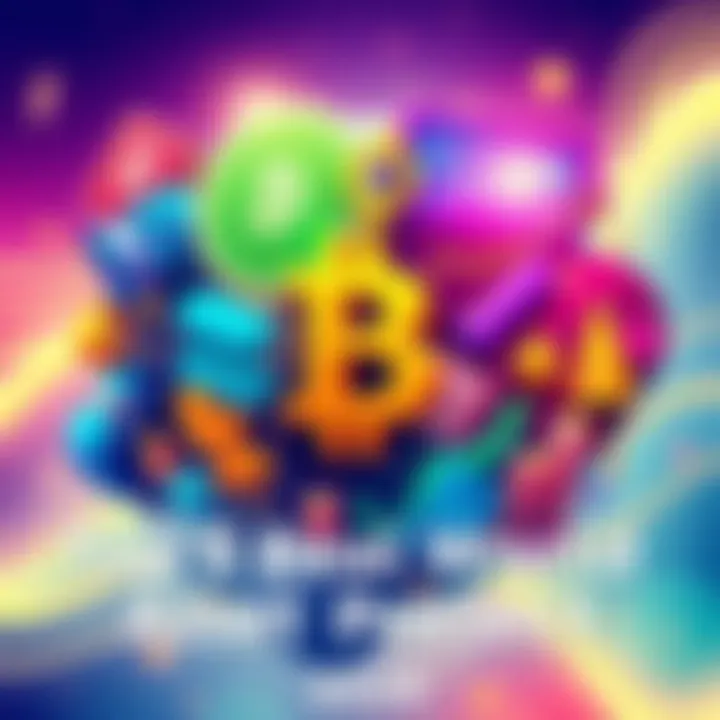 Illustration of the top real world asset crypto projects with symbols representing finance and technology