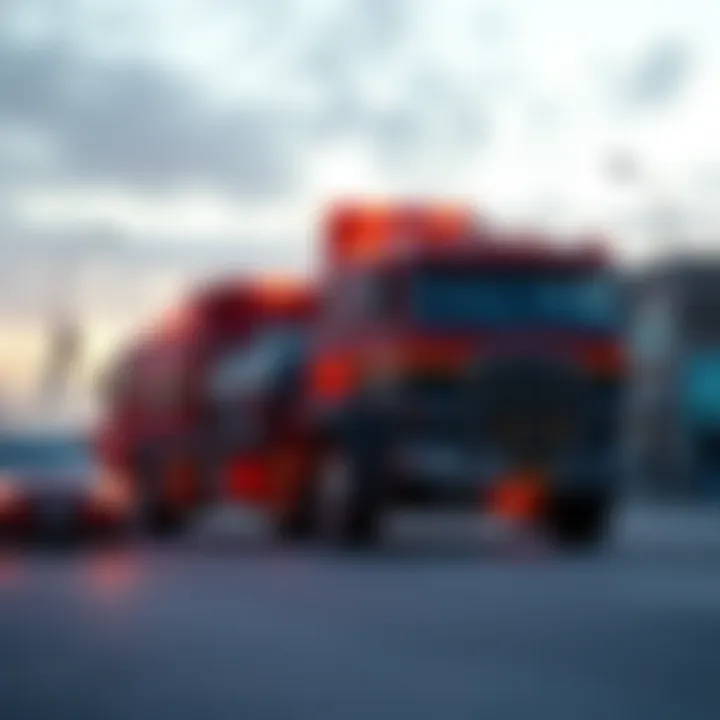 A large towing truck without any official badge parked on a street in Ontario, surrounded by vehicles and onlookers observing the scene.