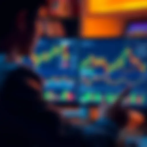 A person analyzing cryptocurrency charts and graphs on a computer screen, focusing on market changes and investment strategies.