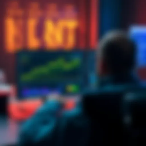 A person analyzing cryptocurrency transactions on a computer, with charts and graphs displayed on the screen, representing CEX, DEX, and NFT activity.