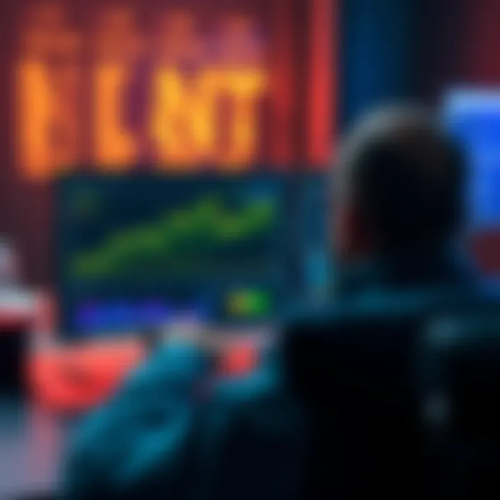 A person analyzing cryptocurrency transactions on a computer, with charts and graphs displayed on the screen, representing CEX, DEX, and NFT activity.