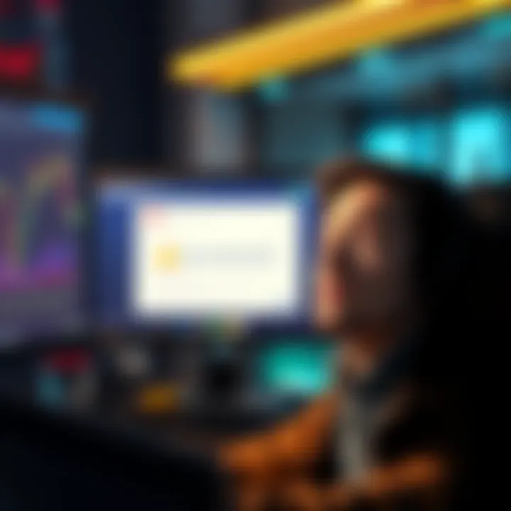 A beginner trader looking worried while staring at a computer screen showing an anomaly message and document request.