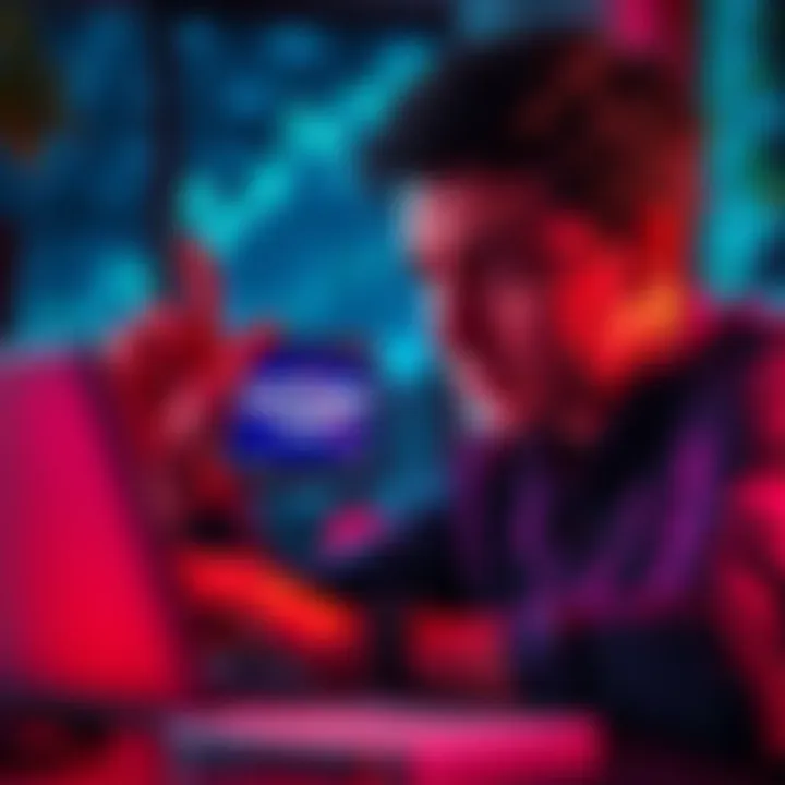 A trader looks stressed while checking their account on a laptop, showing a message about account suspension.