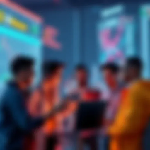 A group of traders discussing strategies on Binance Square, showcasing charts and data on their screens.