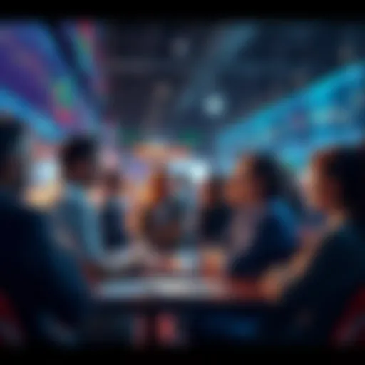 People engaged in discussion about trading strategies and insights