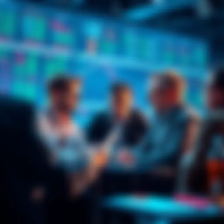 Group of traders sharing insights and strategies during a discussion