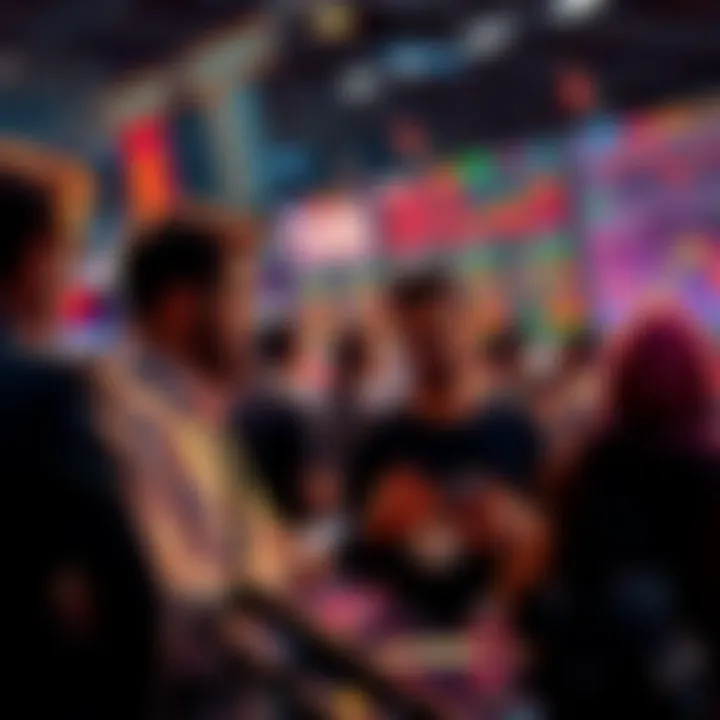 People engaging in conversation about trading strategies and topics.