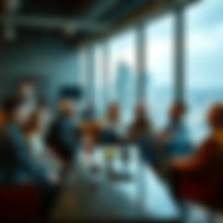 A group of people discussing trading strategies and market analysis in a casual setting.
