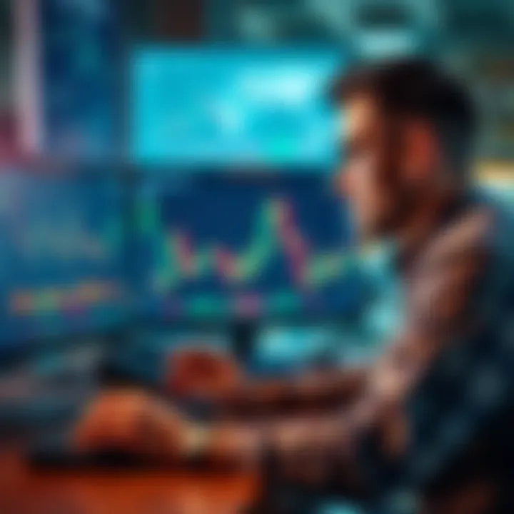 A trader analyzing cryptocurrency charts and trends on a computer, reflecting on past investment decisions, with a focus on PI Coin.