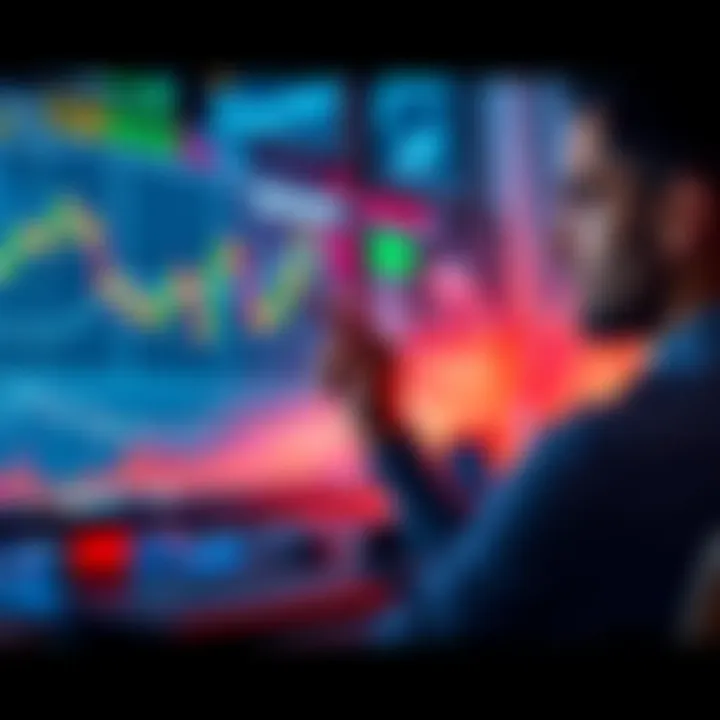 A person analyzing trading charts and data on a computer screen while considering trading Pi on the Pionex platform.