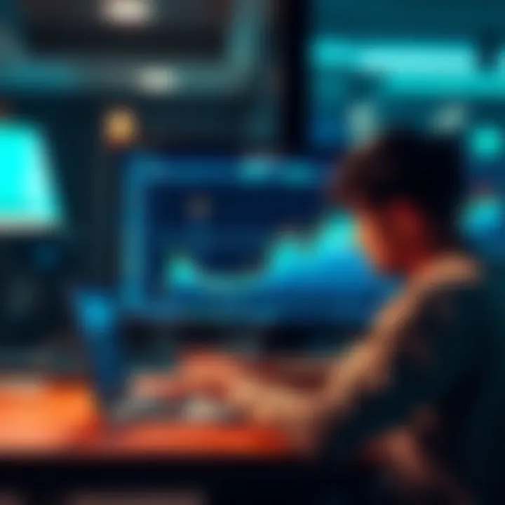 Individual analyzing high transaction costs on a computer screen