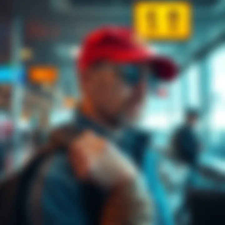 A traveler going through airport security with a cold wallet and metal seed phrases in their bag.
