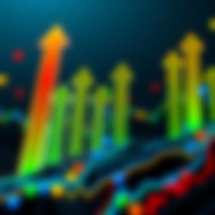 Popular cryptocurrencies being highlighted on CoinGecko with arrows pointing upwards, symbolizing growth